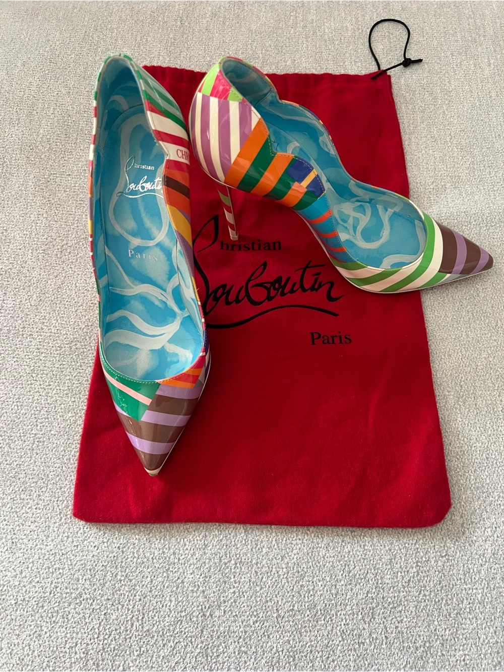 Christian Louboutin Hot Chick Striped Multicolor Pointed-Toe Pumps